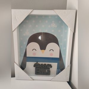 NWT Penguin Wall Art With Frame - "Dream Big"